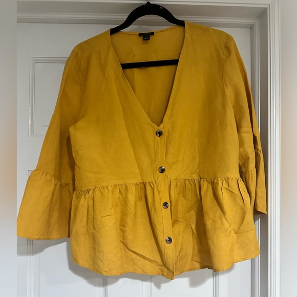 Peplum linen blend top - Picture 1 of 5